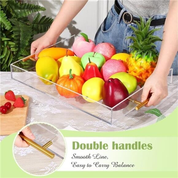 3 Pcs Clear Serving Tray Spill Proof Acrylic Organizer Coffee Table Counter top - Picture 3 of 6